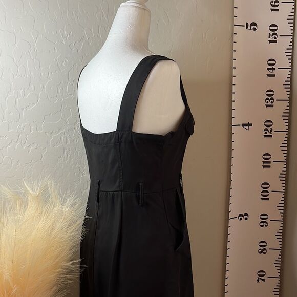Forever 21 black button front dress w/ front pockets & belt loops. Super cute. - Picture 9 of 15